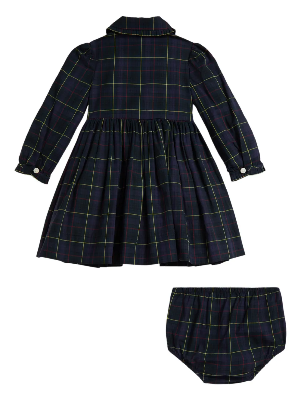 POLO RALPH LAUREN KIDS Geruite popeline jurkenset met kraag - Blauw