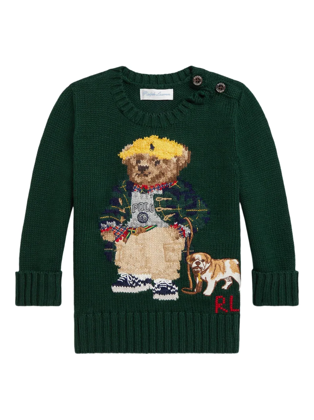 POLO RALPH LAUREN KIDS Gebreide trui met beerpatroon Groen