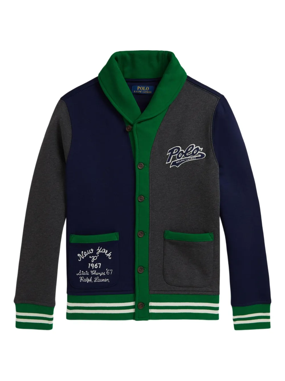 POLO RALPH LAUREN KIDS shawl-collar fleece cardigan | Grey | Image 1