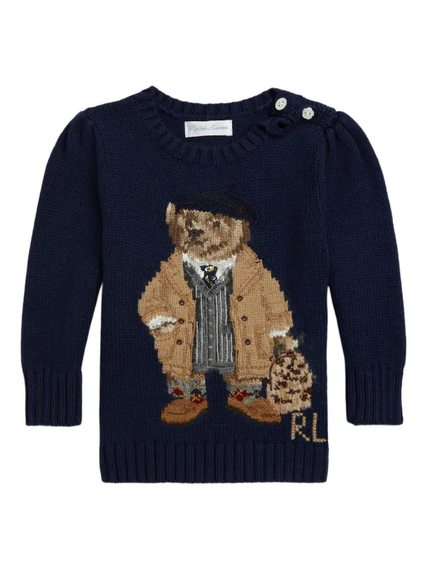 POLO RALPH LAUREN KIDS Polo Bear-motif Knitted Sweater Blue