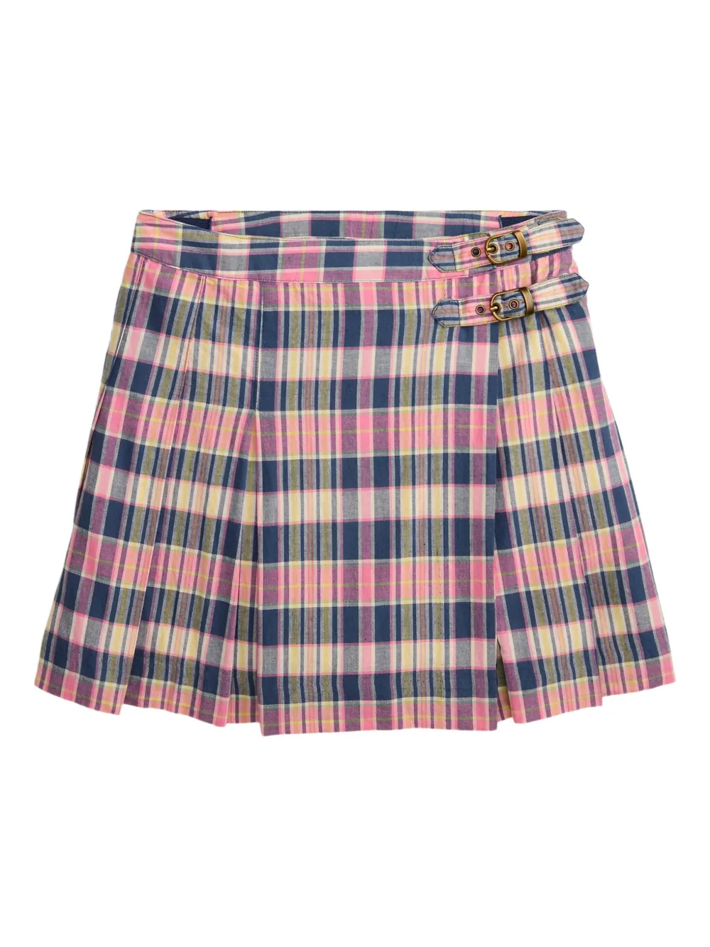 POLO RALPH LAUREN KIDS Madras-check-pleated mini skirt Blauw