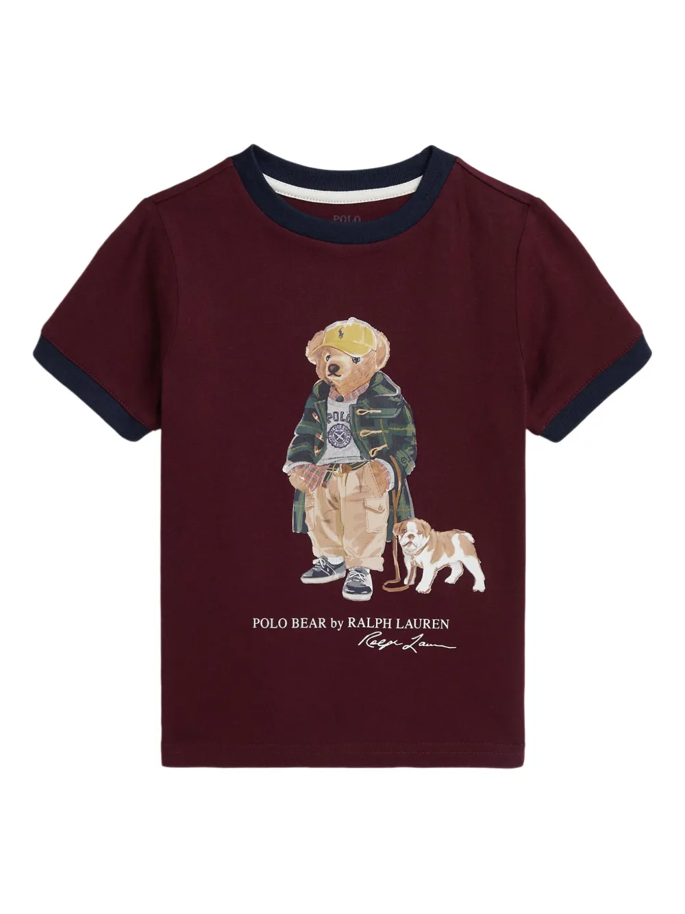 POLO RALPH LAUREN KIDS T-shirt met ronde hals en beerprint Rood