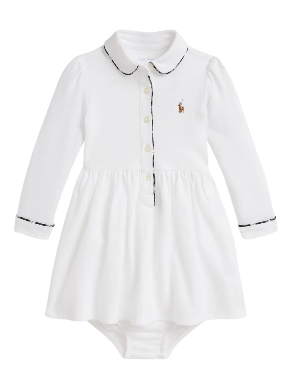 POLO RALPH LAUREN KIDS Jurk set met kraag en lange mouwen Wit
