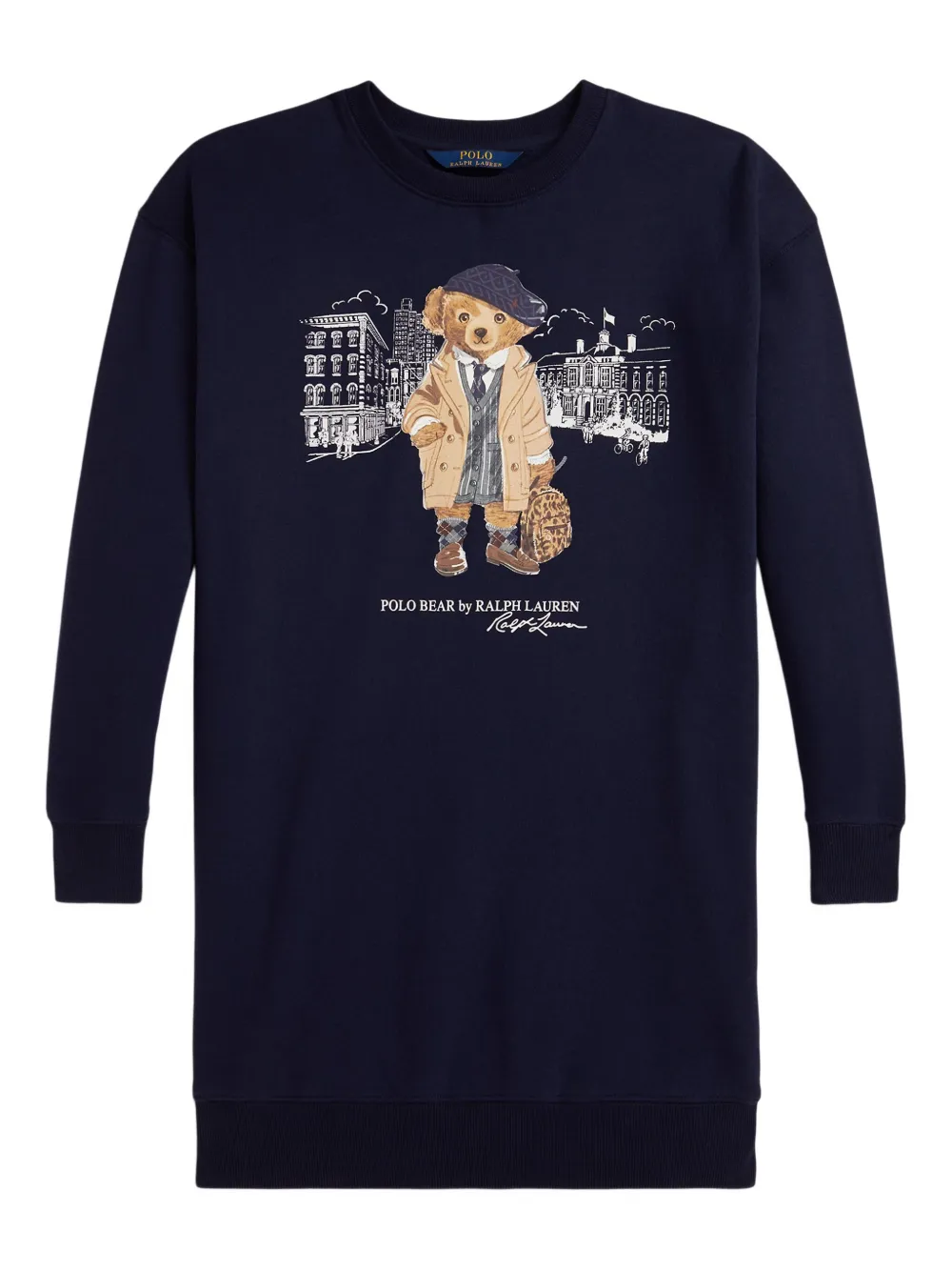 POLO RALPH LAUREN KIDS Polo Bear fleece dress Blauw