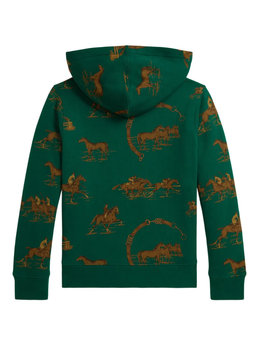 Polo Ralph Lauren Ralph Lauren Equestrian-print Fleece Hoodie In Green