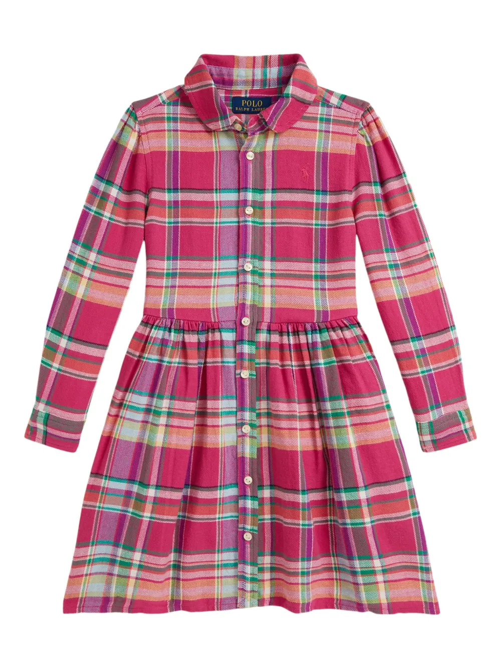 POLO RALPH LAUREN KIDS Geruite jurk met knopen Roze