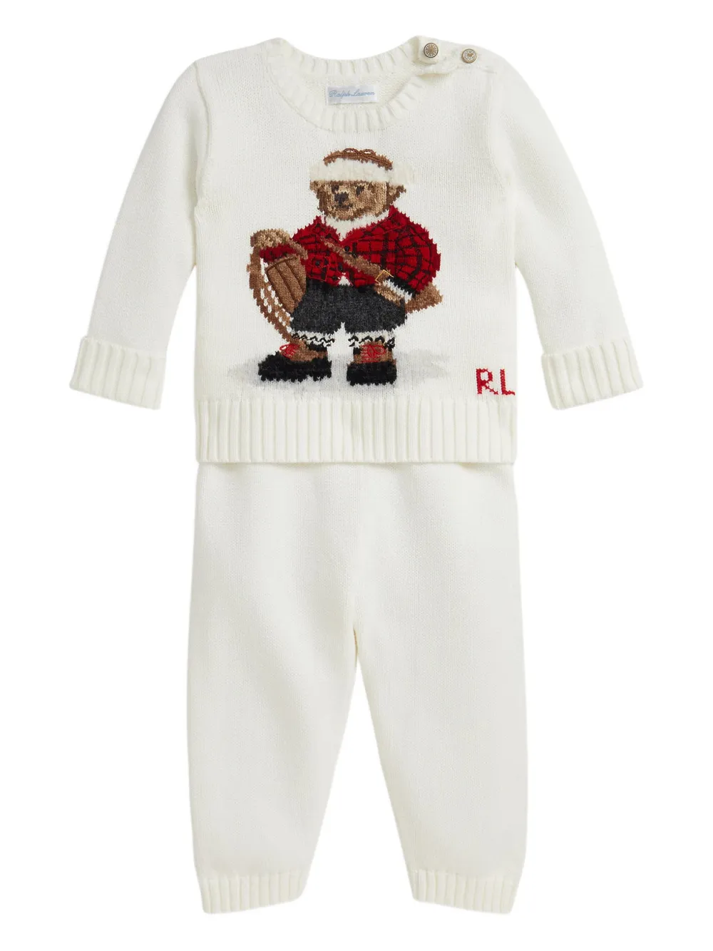 POLO RALPH LAUREN KIDS エンブロイダリーツーピース セット - ホワイト POLO RALPH LAUREN KIDS エンブロイダリーツーピース セット - ホワイト