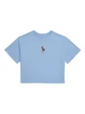 POLO RALPH LAUREN KIDS embroidered-Equestrian Knight cropped T-shirt - Blue