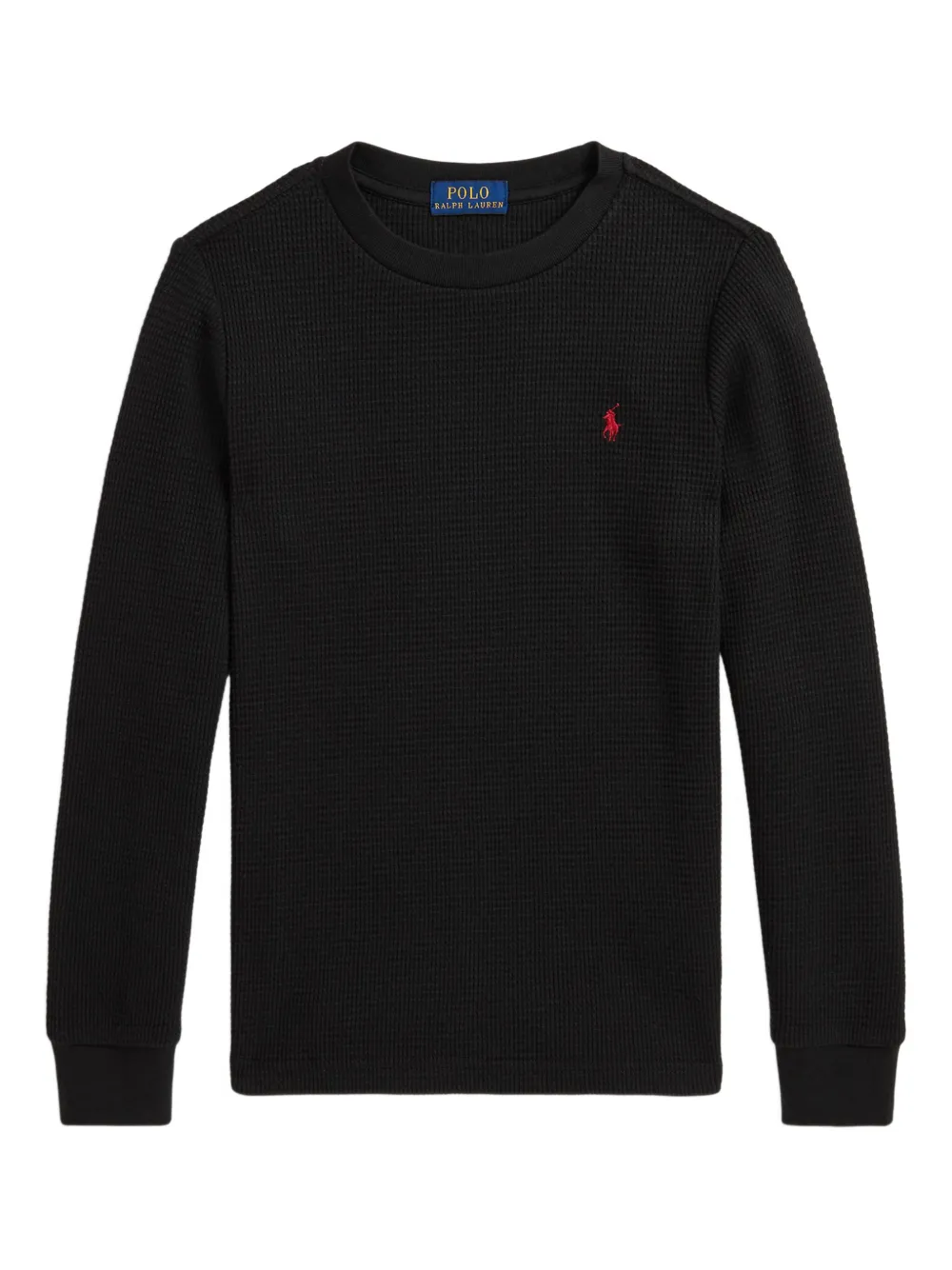 POLO RALPH LAUREN KIDS ワッフルニット スウェットシャツ - ブラック POLO RALPH LAUREN KIDS ワッフルニット スウェットシャツ - ブラック
