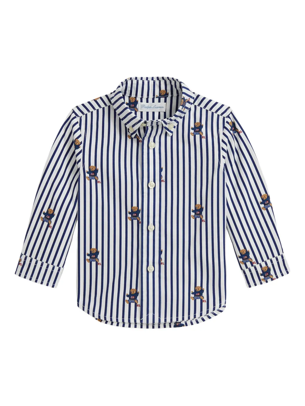POLO RALPH LAUREN KIDS Gestreept T-shirt met beerprint Blauw