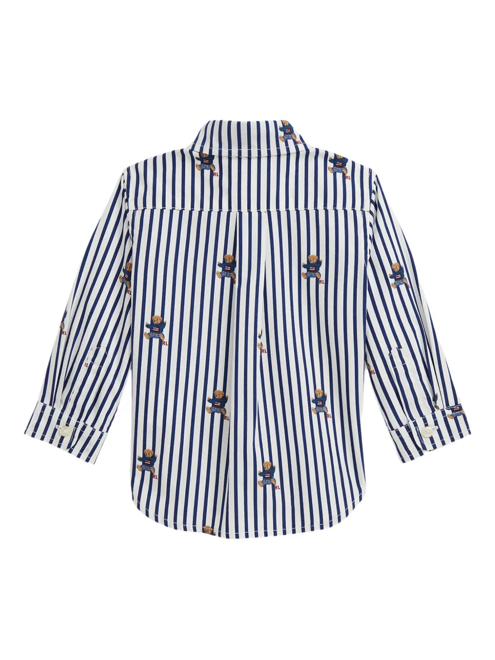 POLO RALPH LAUREN KIDS Gestreept T-shirt met beerprint Blauw