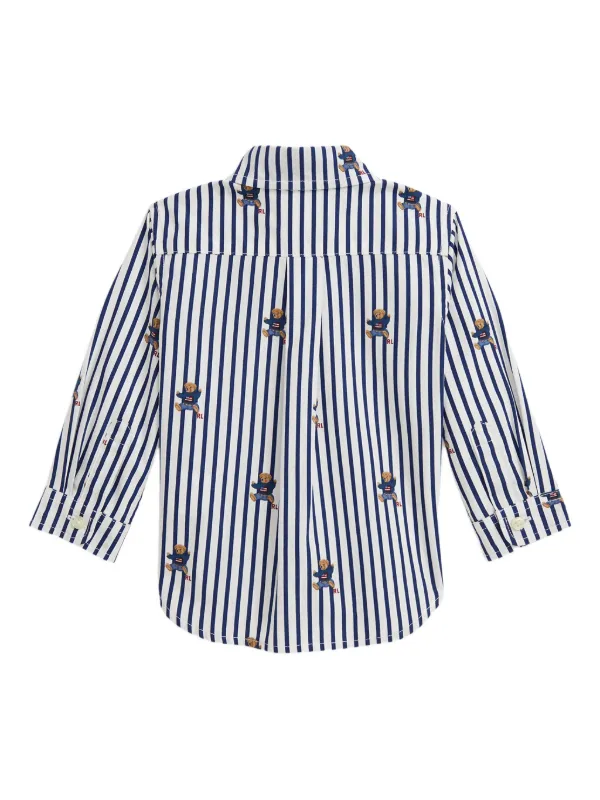 POLO RALPH LAUREN シャツ　ストライプ　ワッペン　ブルー　青 新品タグ付き】ポロラルフローレン ワッペン付きストライプ