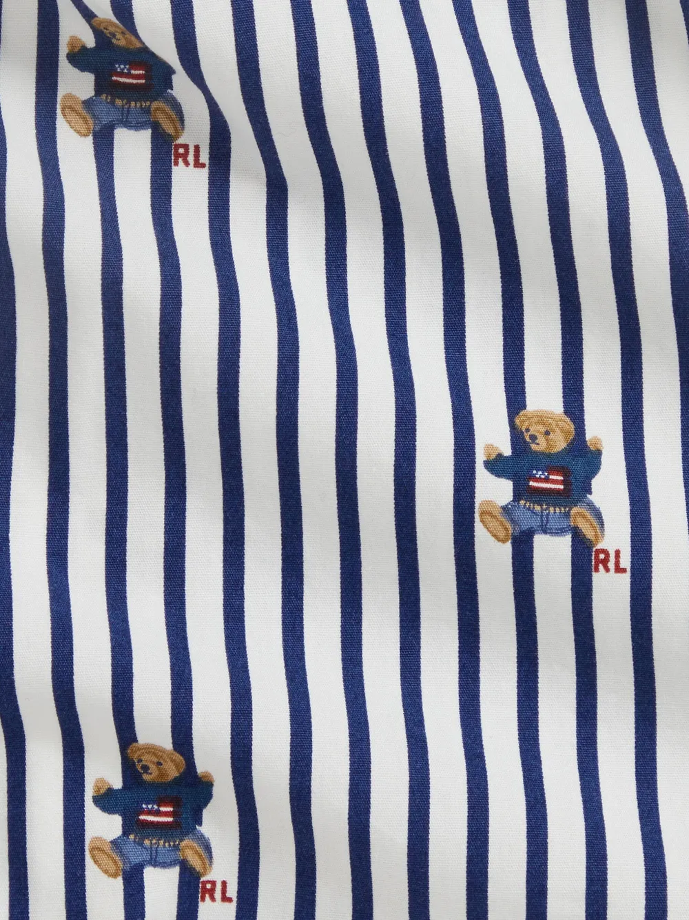 POLO RALPH LAUREN KIDS Gestreept T-shirt met beerprint Blauw