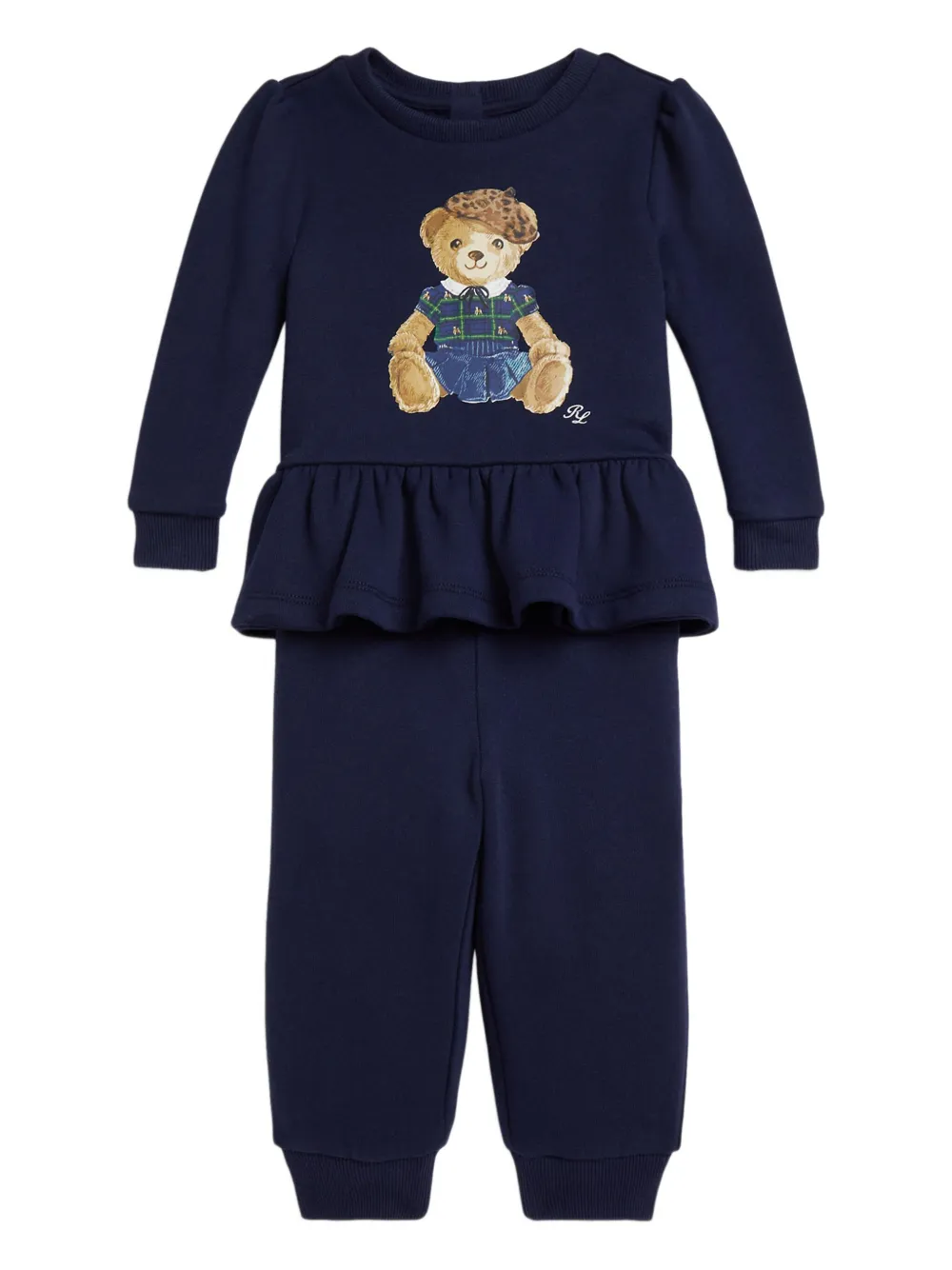 POLO RALPH LAUREN KIDS Trainingspak met teddybeerprint en ruches Blauw