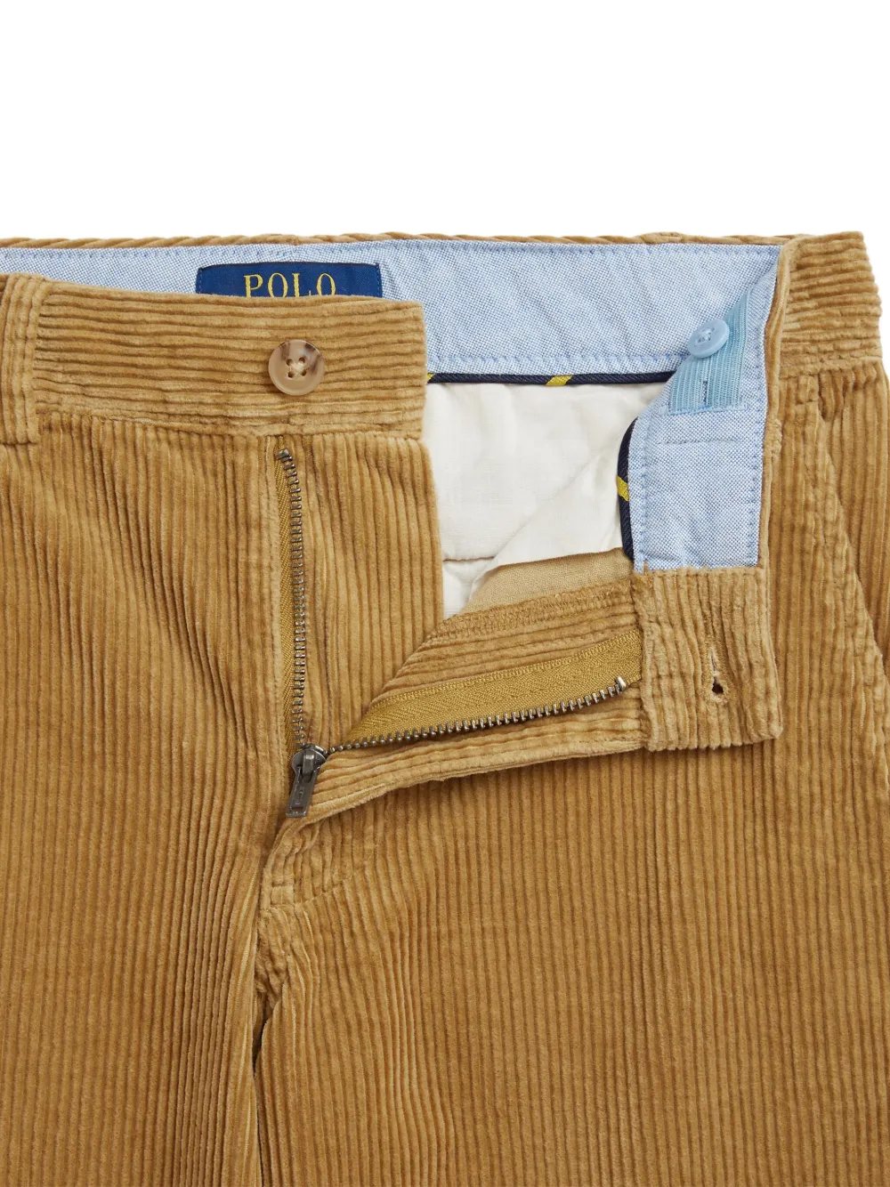 POLO RALPH LAUREN KIDS Ribfluwelen chino met platte voorkant Bruin