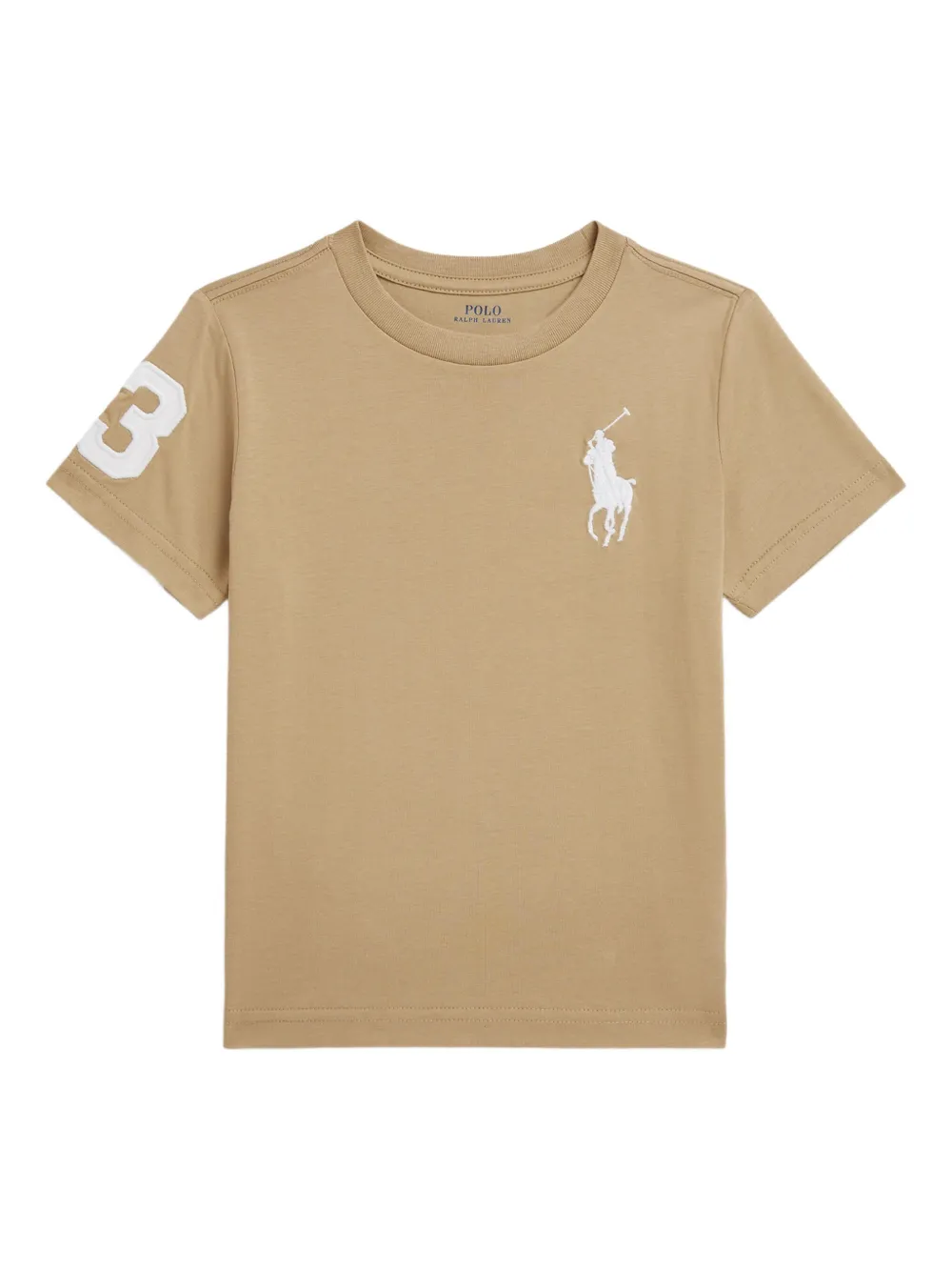POLO RALPH LAUREN KIDS number-embroidered jersey T-shirt Beige