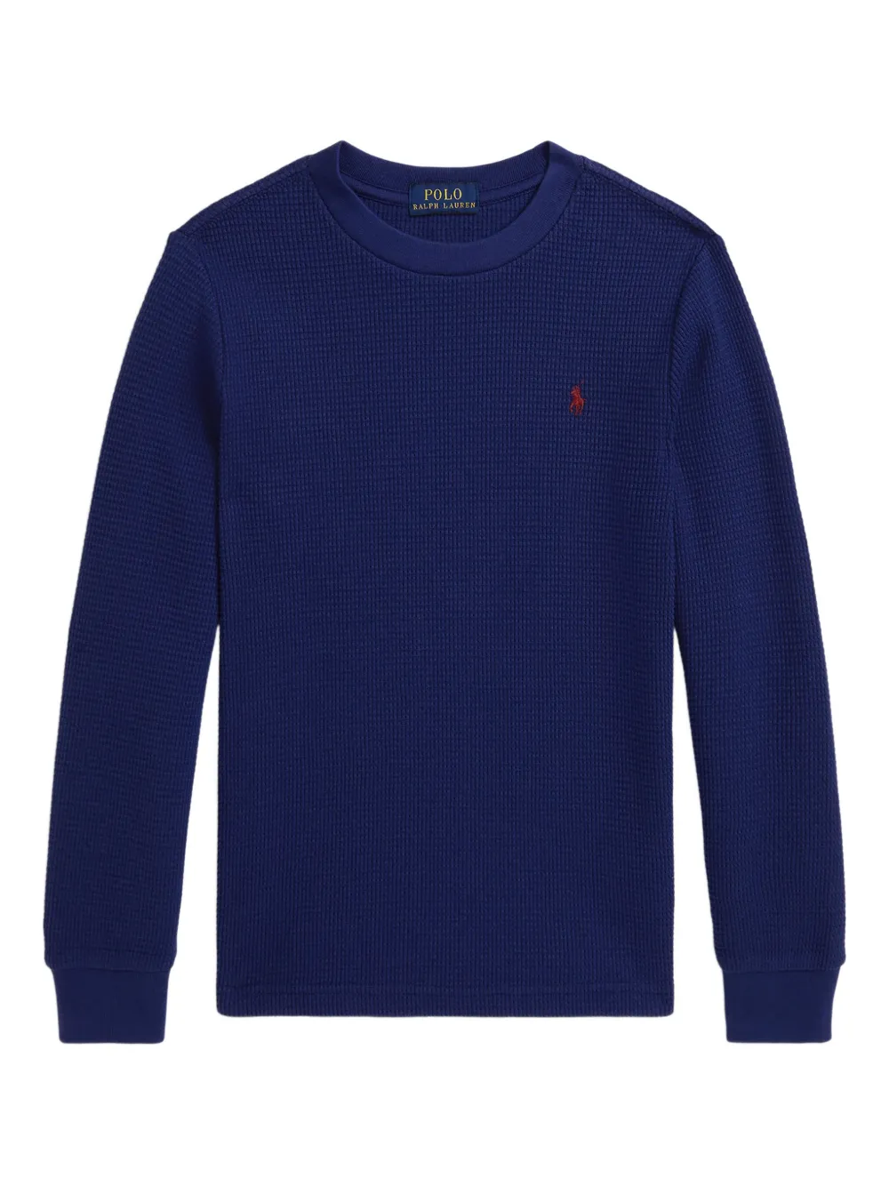 POLO RALPH LAUREN KIDS waffle-knit crew-neck sweatshirt | Blue | Image 1