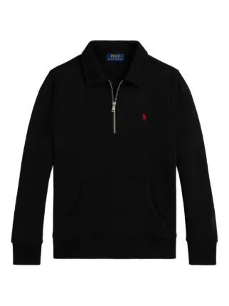 POLO RALPH LAUREN KIDS Fleece zip-neck Jumper | Black | FARFETCH
