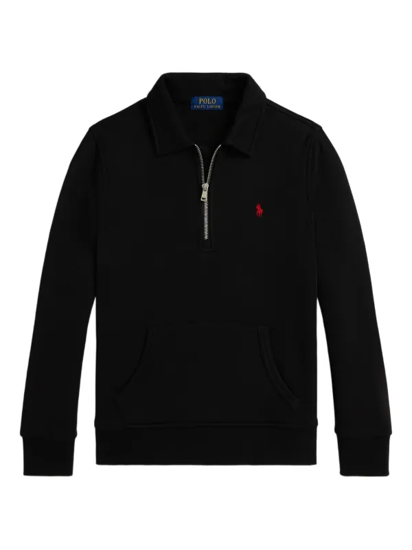 POLO RALPH LAUREN KIDS Fleece zip-neck Jumper Black