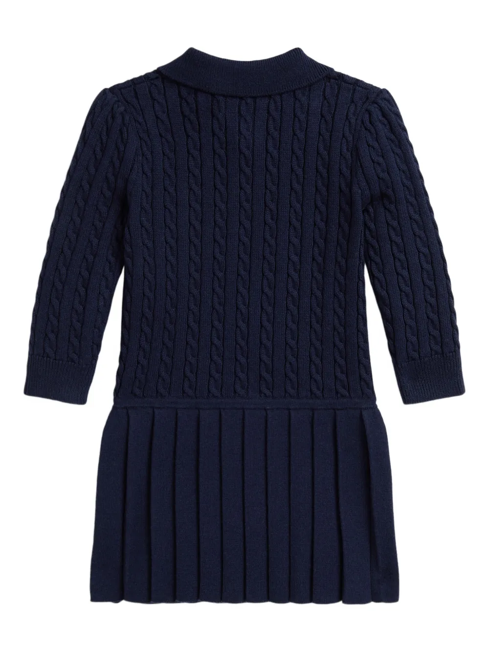 POLO RALPH LAUREN KIDS Kabelgebreide geplooide jurk Blauw