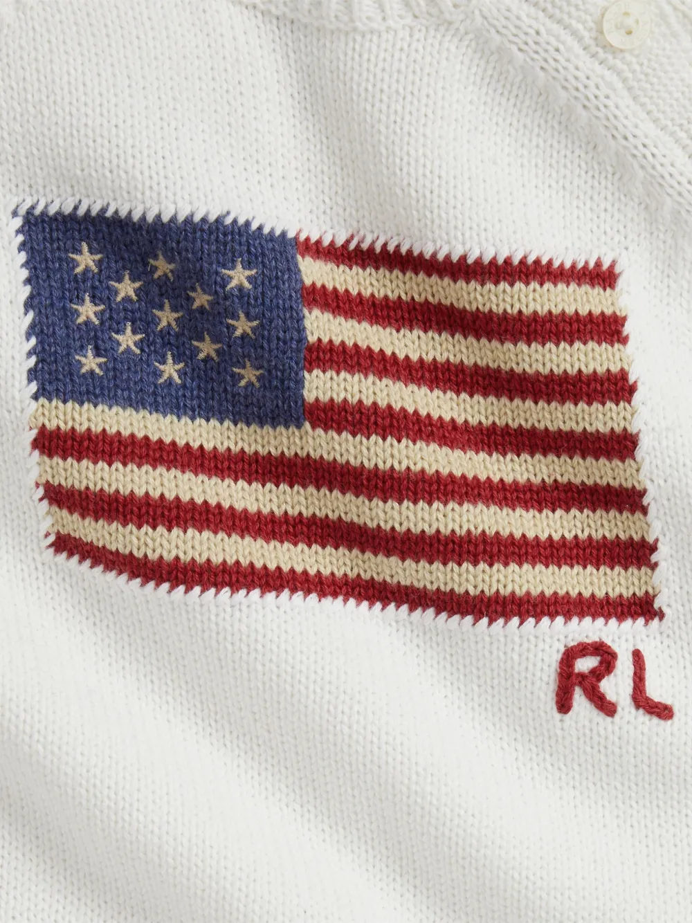 POLO RALPH LAUREN KIDS Gebreide romper met vlag intarsia Wit