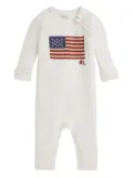 POLO RALPH LAUREN KIDS flag-intarsia knitted romper - White