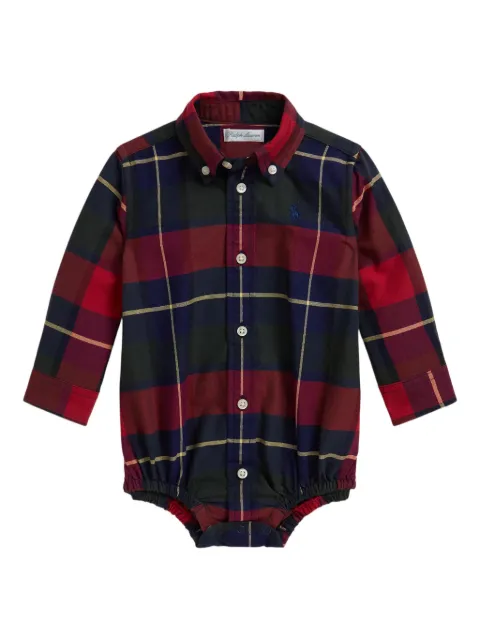 POLO RALPH LAUREN KIDS oxford-plaid bodysuit