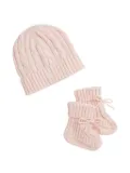 POLO RALPH LAUREN KIDS cable-knit beanie and booties set - Pink