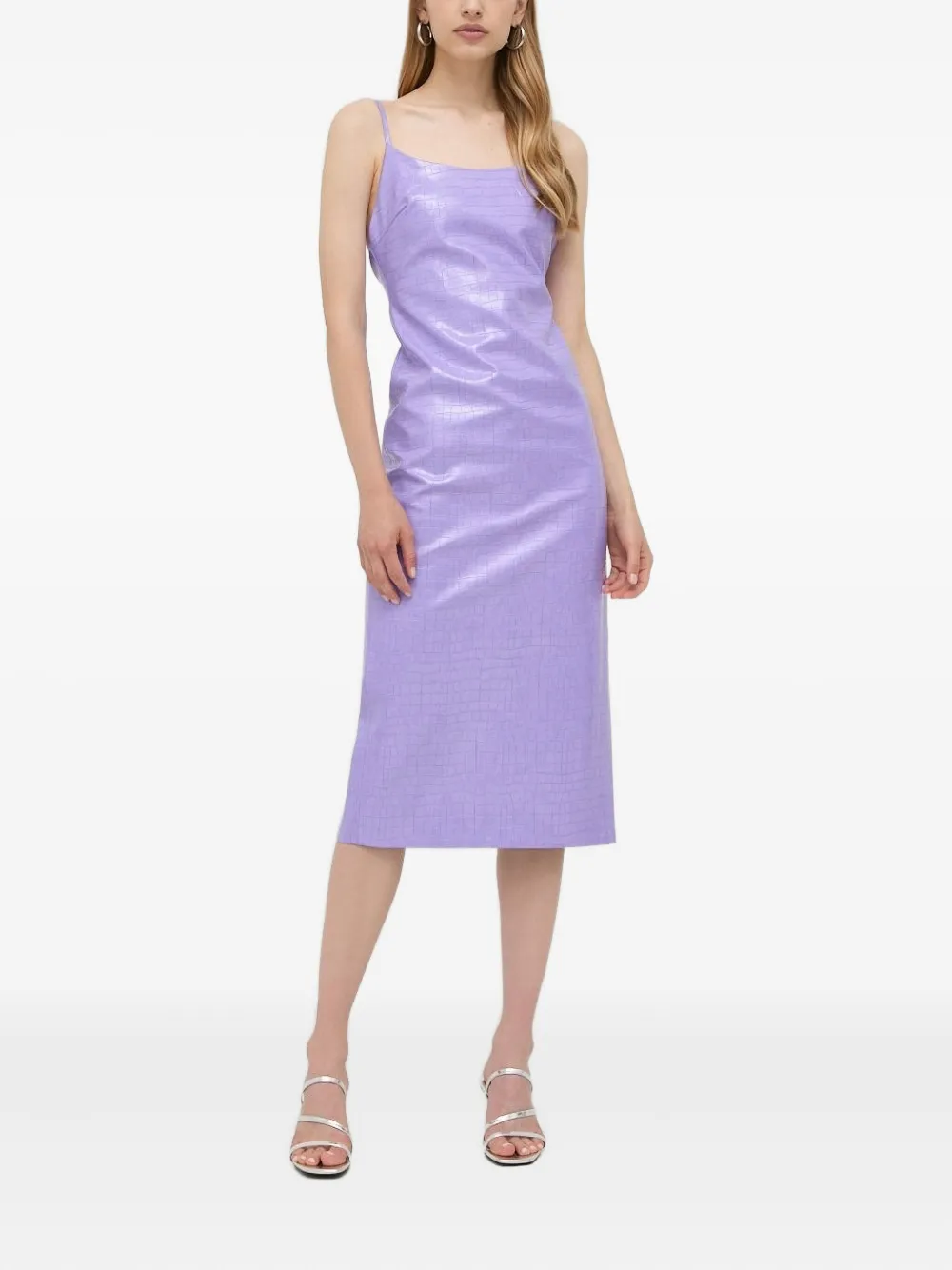 Bardot Crocodile-embossed Midi Dress In Purple