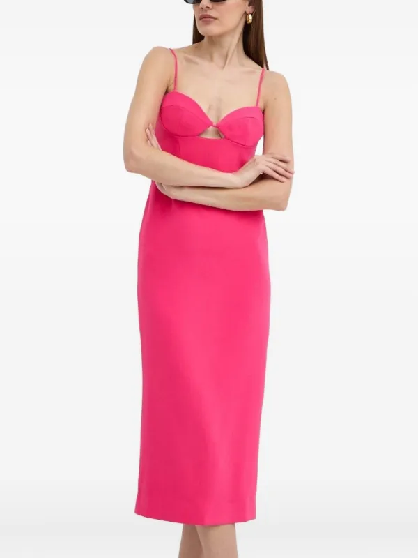knee length dresses for ladies Bardot Lea Mesh Midi in Light Pink – TrenLend main image 1