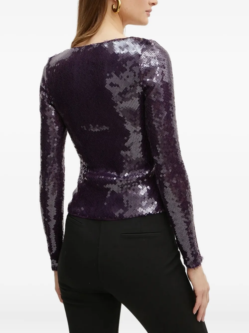 Bardot sequinned tie-neck top - Paars