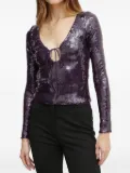 Bardot sequinned tie-neck top - Purple