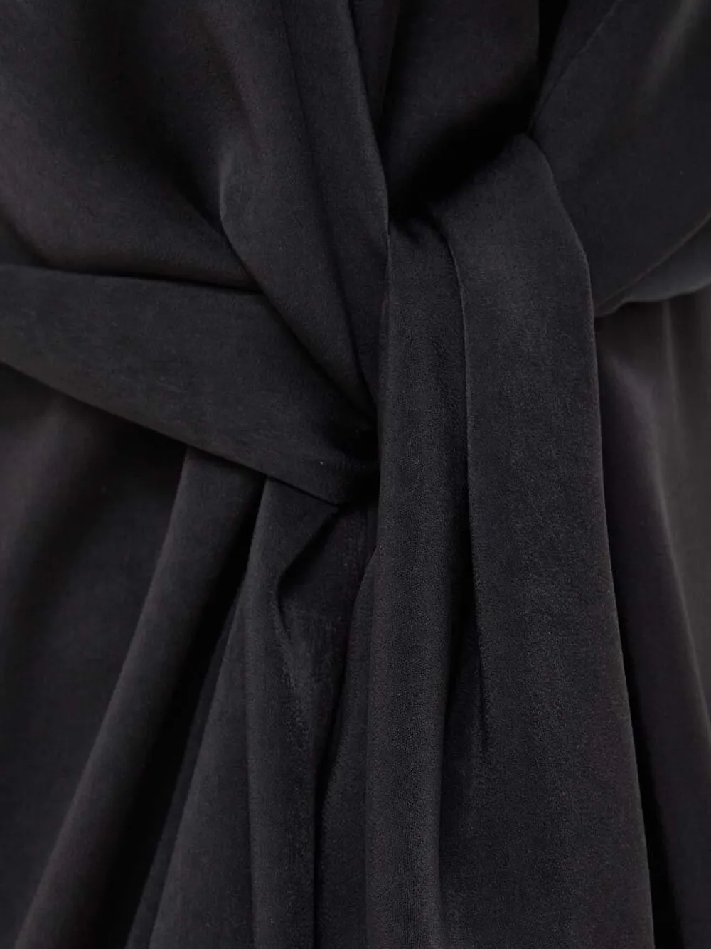 Bardot Draped Tie-front Blouse In Black