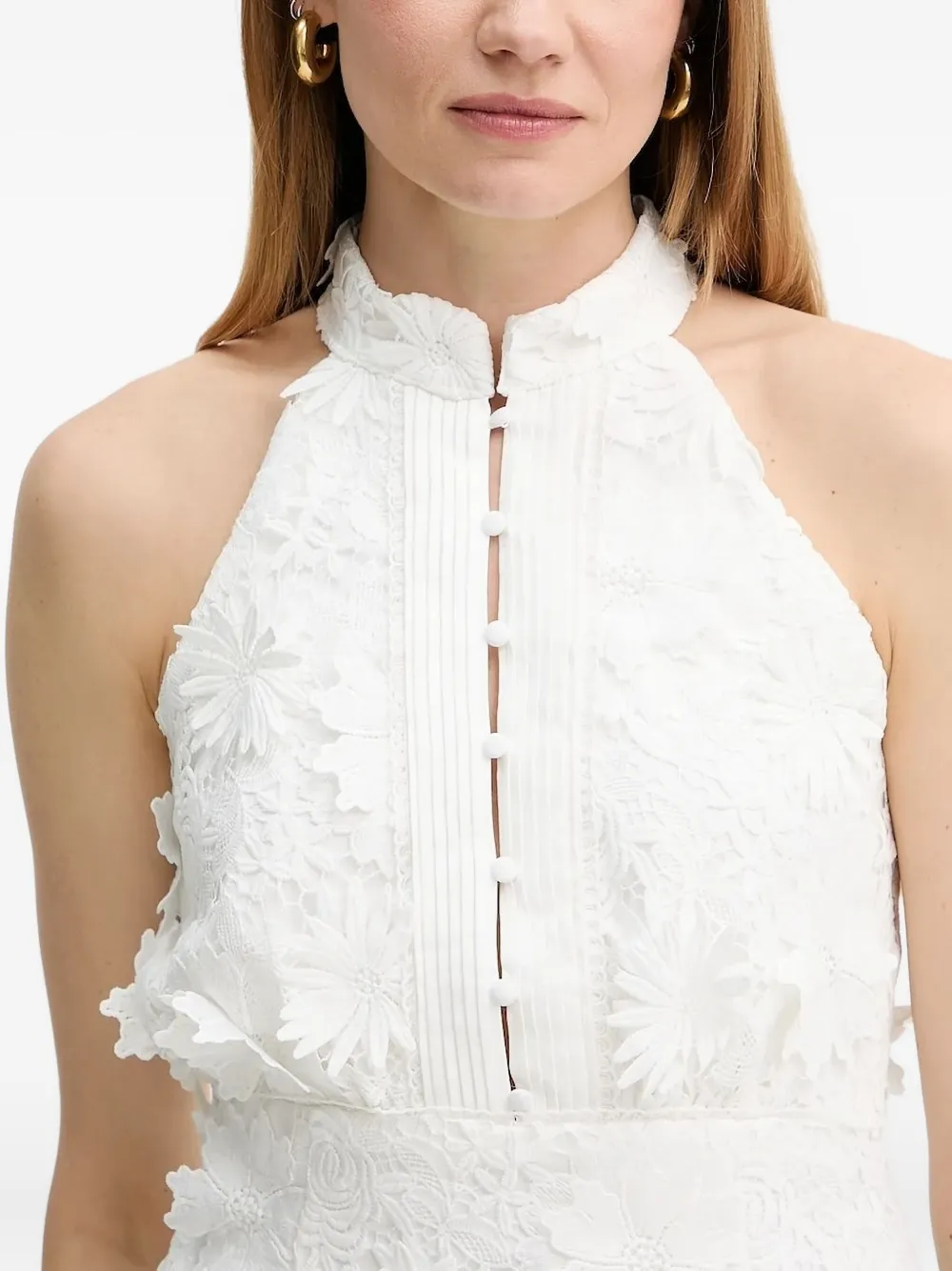 Bardot Floral-lace Halter Top In White