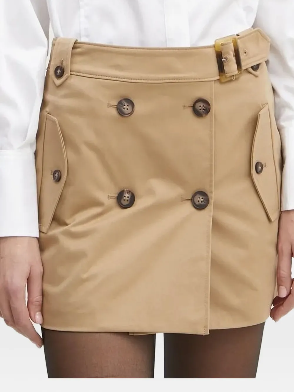 Bardot Mini-rok met knoopsluiting en ceintuur Beige