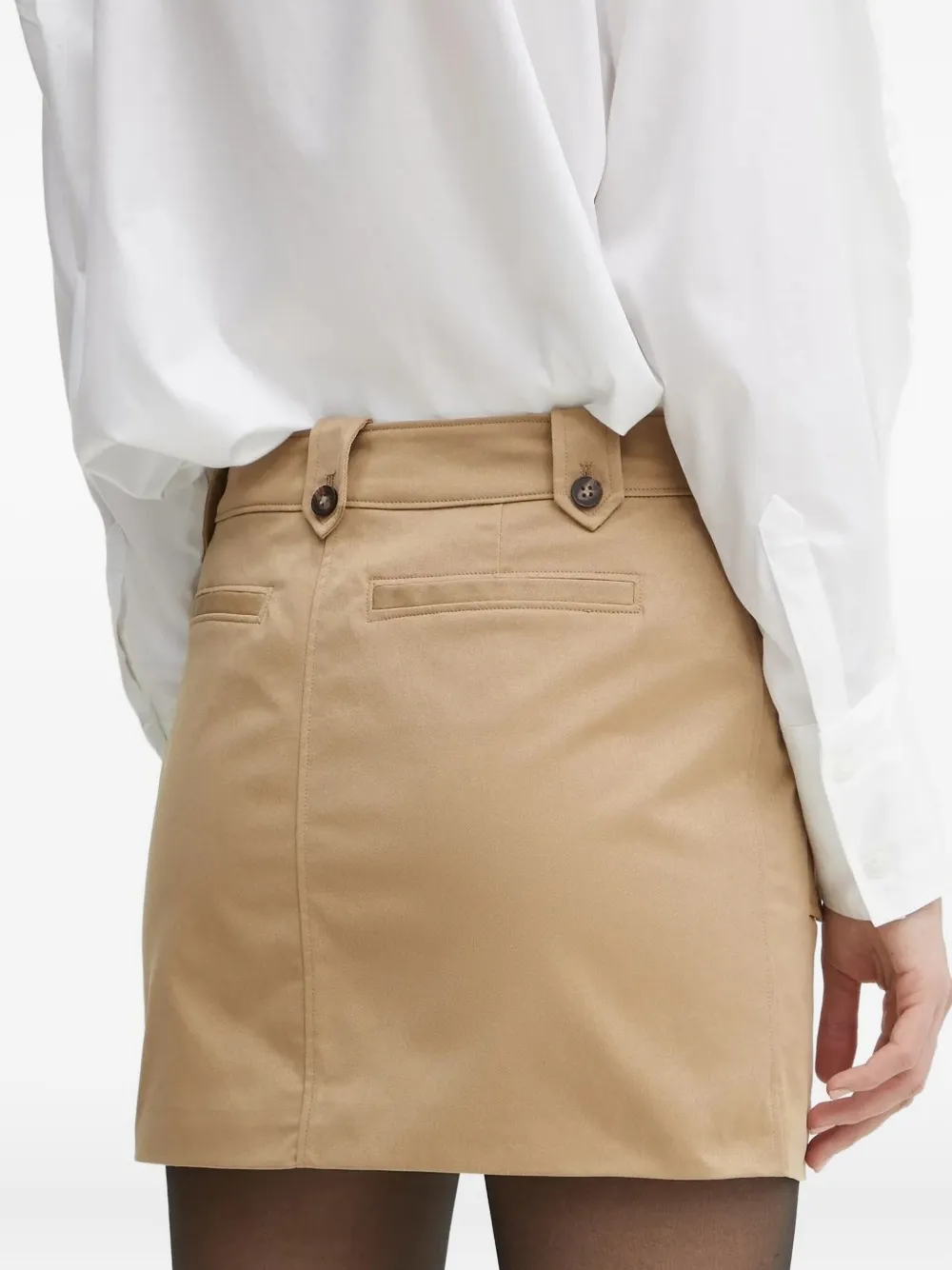 Bardot Mini-rok met knoopsluiting en ceintuur Beige