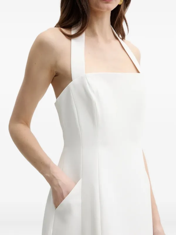 halter pocket dress Halter Neckline Pockets Detail Fit and Flare Long Dress Light Blue main image 1