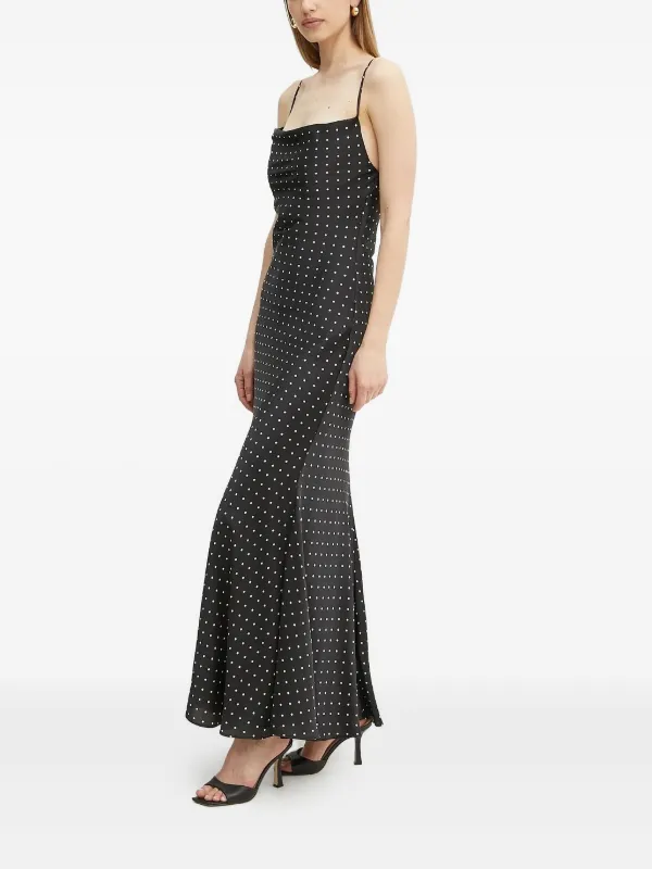 Polka Dot Maxi Bardot Dress Uk Galaxia Black White Polka Dot Maxi