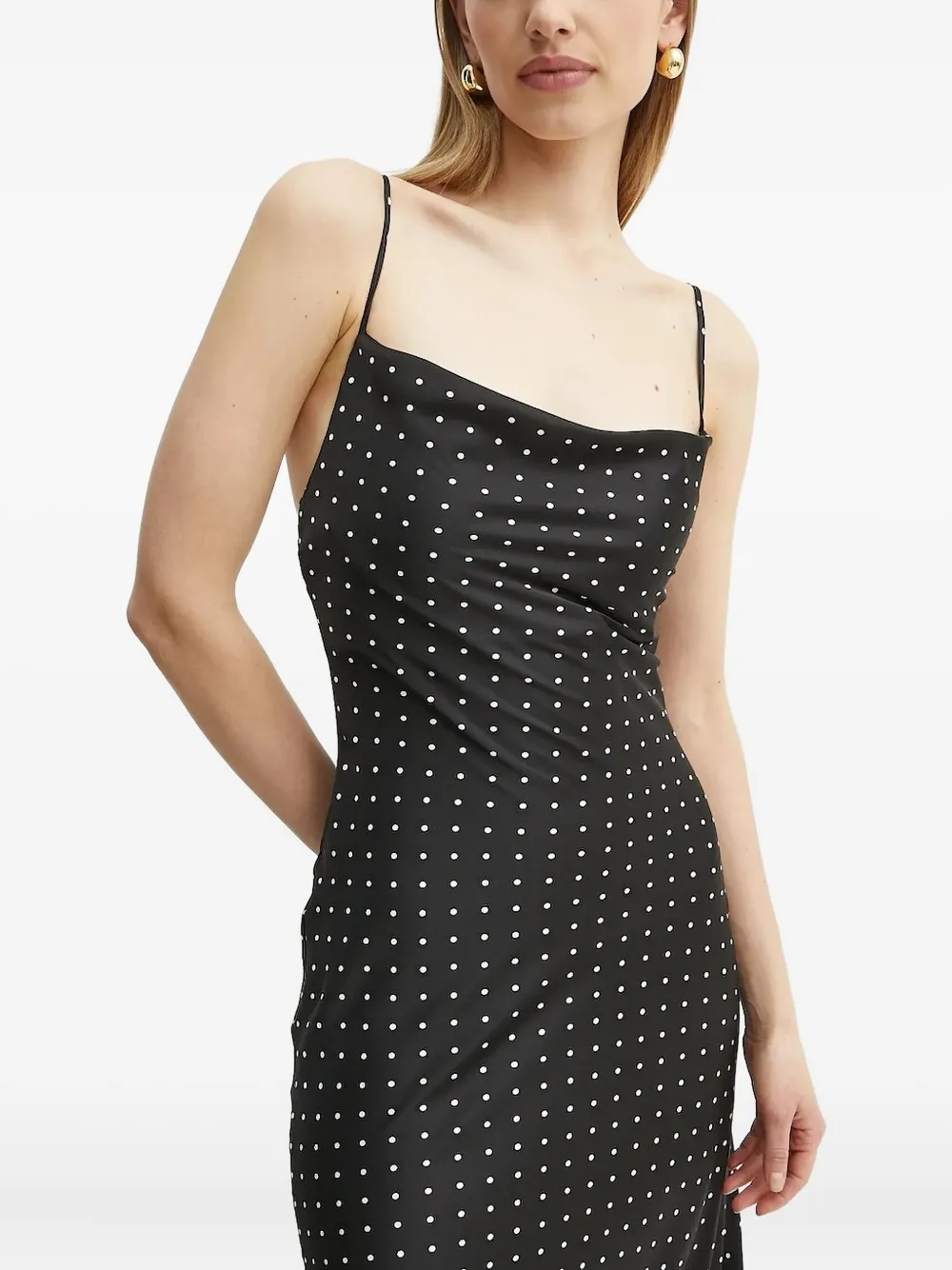Bardot Maxi-jurk met stippen en col Zwart