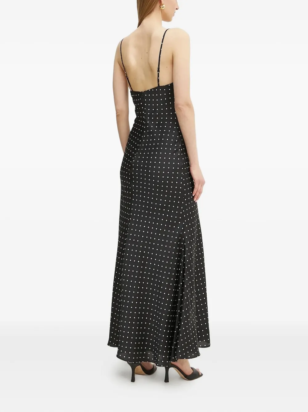Bardot Maxi-jurk met stippen en col Zwart