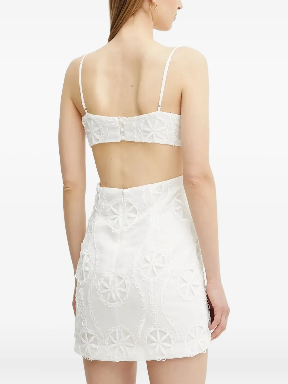 Bardot Loressa mini-jurk met bloemenkant en uitgesneden details - Wit