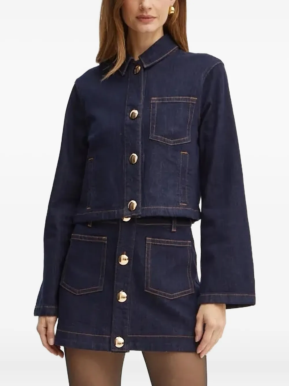 Bardot buttoned denim jacket | Blue | Image 1