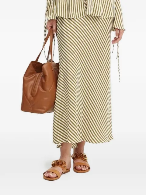 Bardot diagonal-stripes midi straight skirt