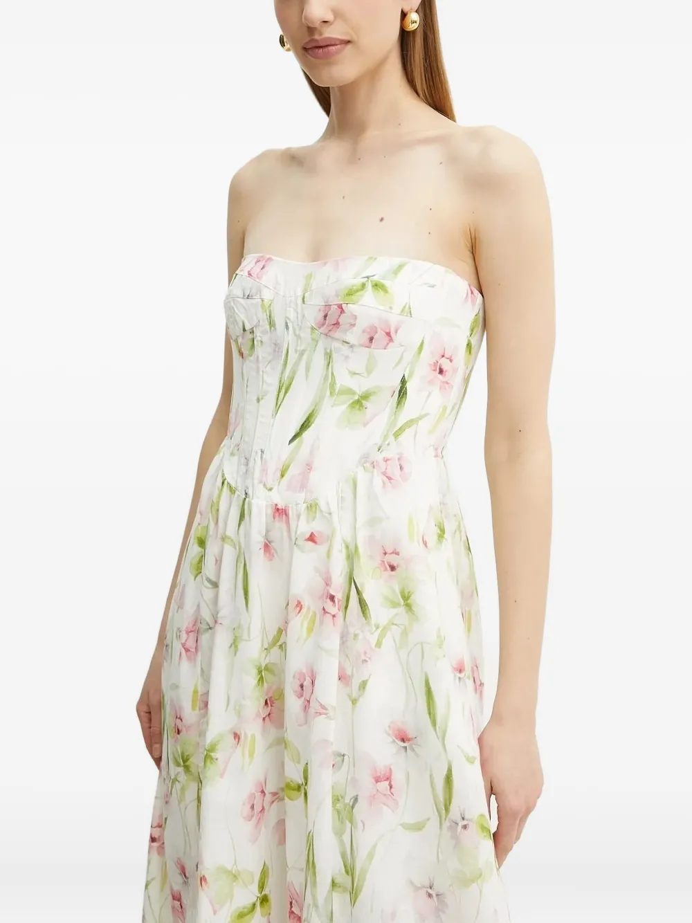 Bardot Lola midi-jurk met korset-design en bloemenprint Wit