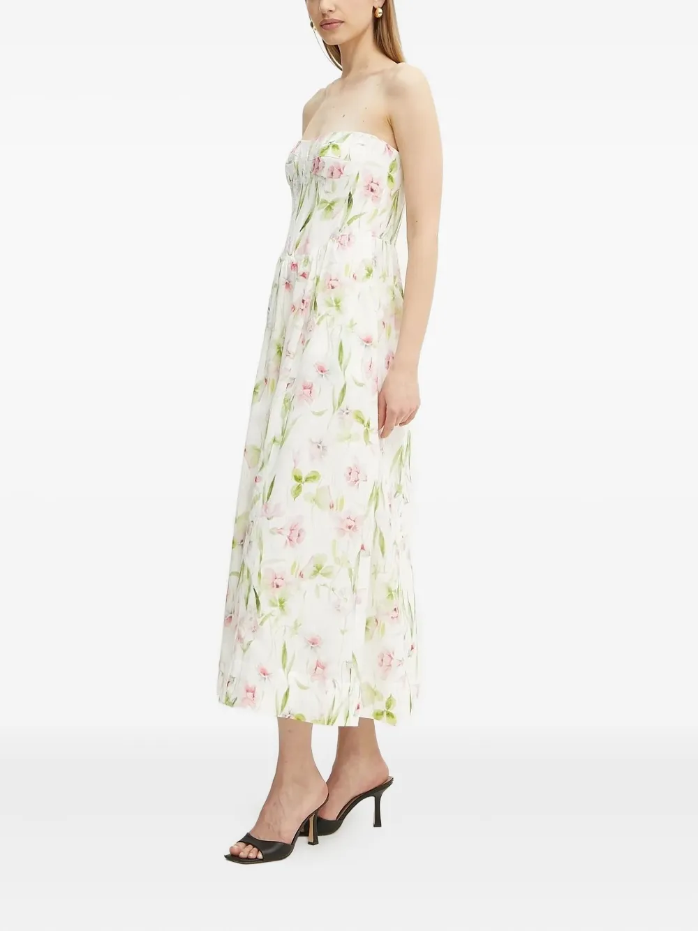 Bardot Lola midi-jurk met korset-design en bloemenprint - Wit