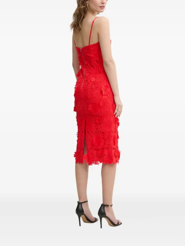 chinese dress ladies Red Lace Bardot Midi Dress  AX Paris