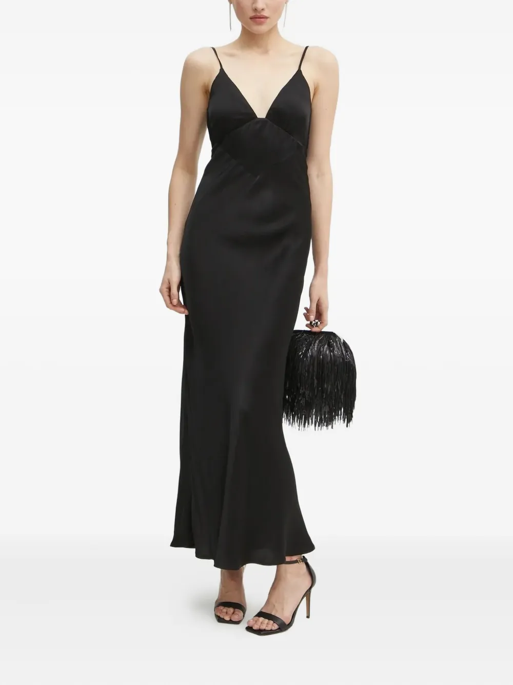 Bardot Midi-jurk met V-hals Zwart