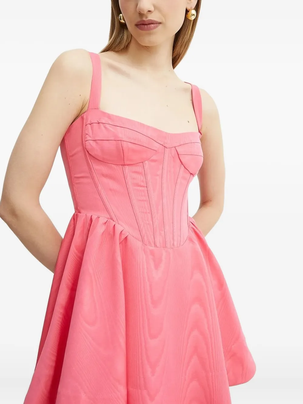 Bardot corset-detail skater mini dress Roze