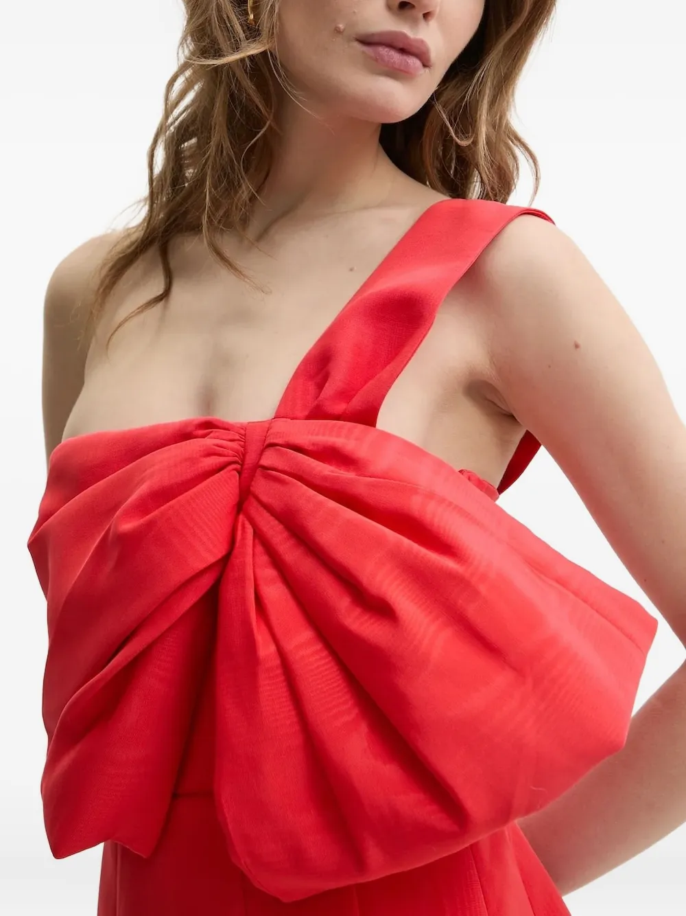 Bardot Asymmetrische mini-jurk met strikdetail Rood