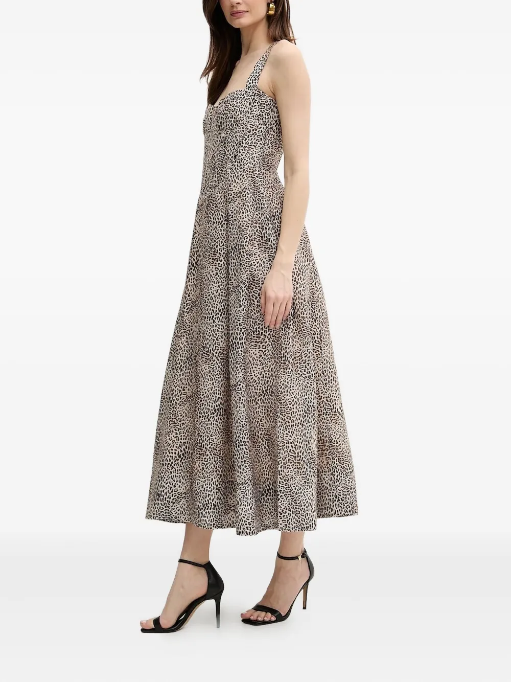 Bardot Lilah Leopard-print Midi Dress In Blue